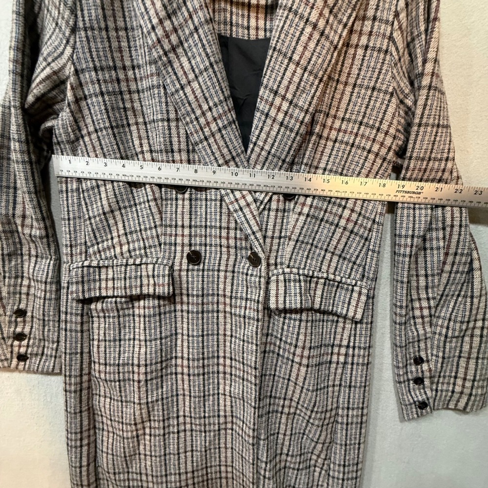 HYFVE Plaid Double Breasted Long Tailored Trench Dark Academia Fall Coat Women M - Picture 4 of 14